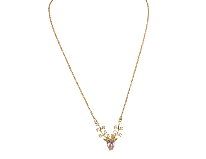 Crystal Reindeer Necklace 18k Gold Plated