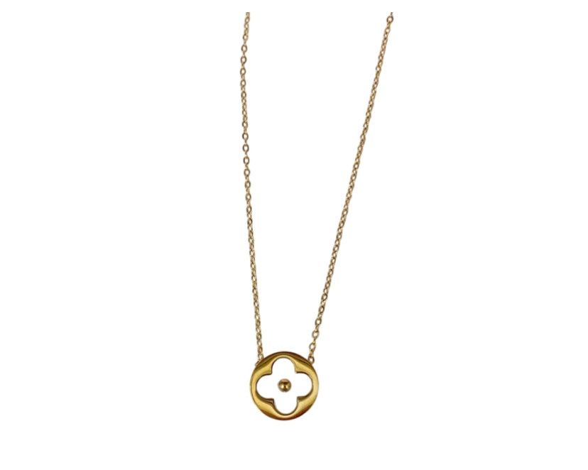 Mother of Pearl Flower Necklace 14k Gold Plated NonTarnish