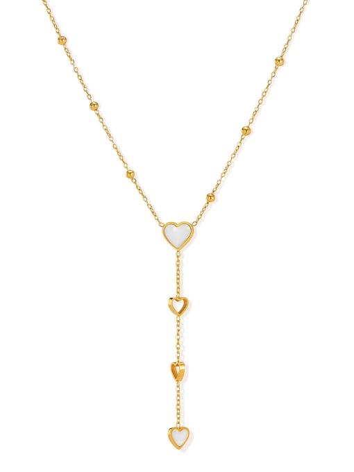 Y Lariat Style Necklace Hearts Charms 18k Gold Plated