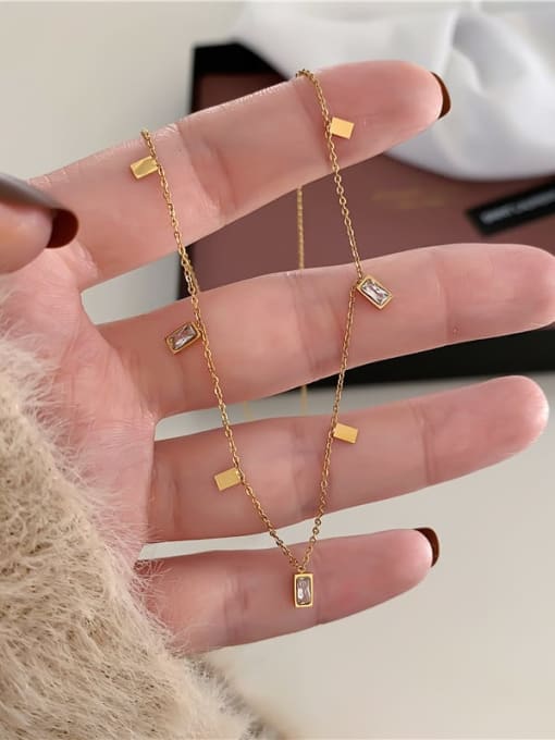 Delicate Crystal Charms 18k Gold Plated A Style Necklace Tarnish Free