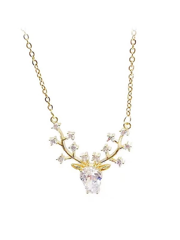 Crystal Reindeer Necklace 18k Gold Plated
